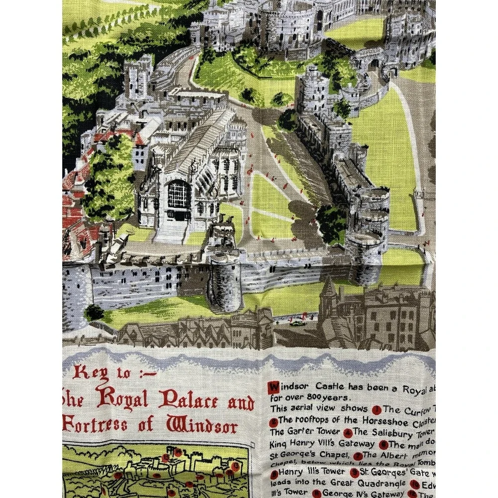 Vintage All Pure Linen Ulster Irish Weavers Windsor Castle Tea Towel